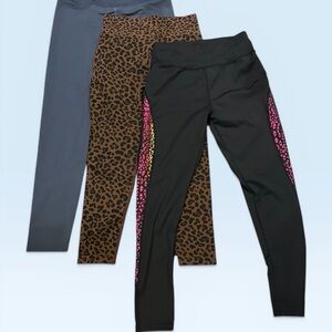 Black Leggings with Pink Side Panels - Active Bottoms